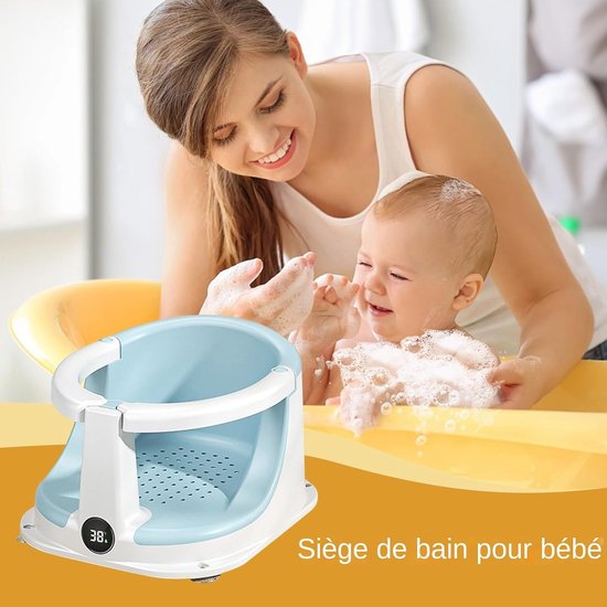 Baby Badstoel - Kinder Zitje - Veilig Baden - Met Temperatuur Sensor - 22 x 32 x 22 cm - Blauw — afbeelding 3