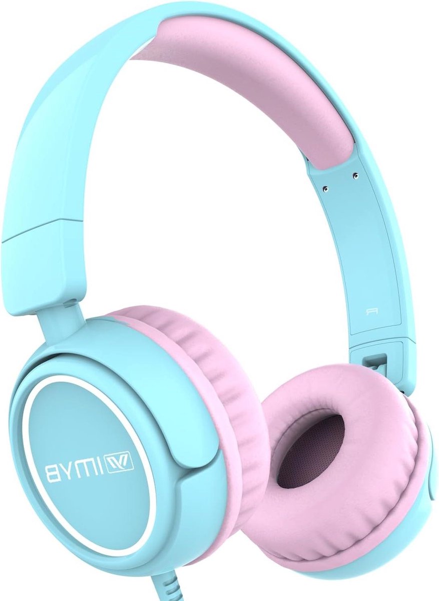 Kinderhoofdtelefoon Opvouwbaar - Bedrade Stereo - Veilig Luisteren - Geluidsisolerend Materiaal - 1.5 Meter Kabel - Lichtblauw Roze
