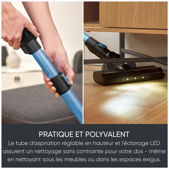 Aspirateur sans fil HV 7151 S' Power Slim - Léger à 1,5 kg - Batterie puissante jusqu'à 45 minutes en mode Eco- Réglable en hauteur - Avec filtre HEPA et div. accessoires