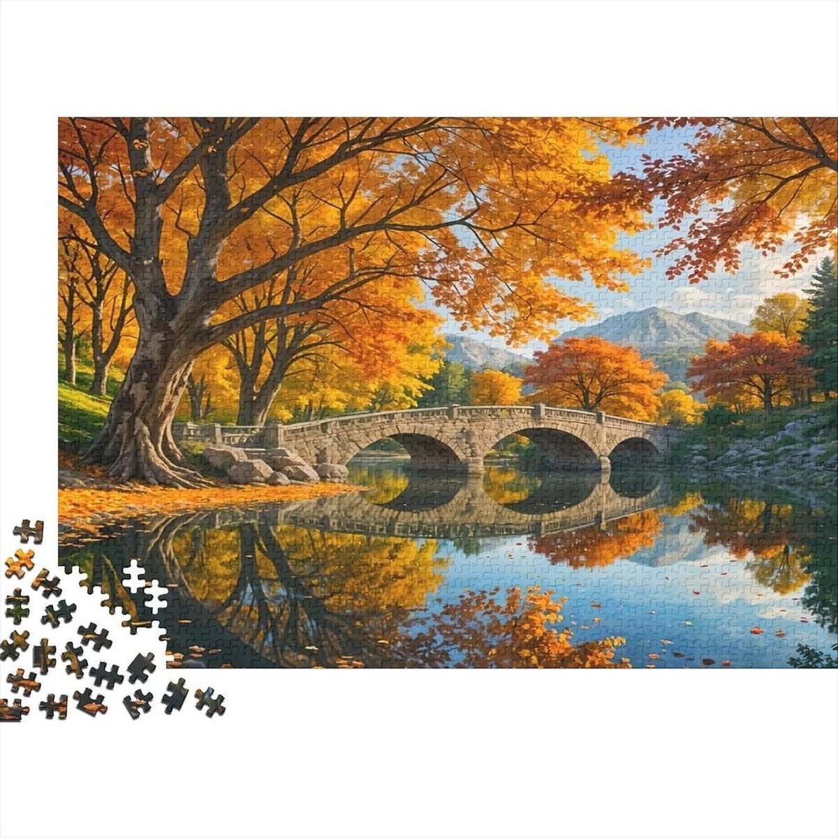 Puzzelboek 1000 stukjes - Educatief spel - Ontspanning thuis - Gerecycled papier - 70 x 50 cm - Herfst thema