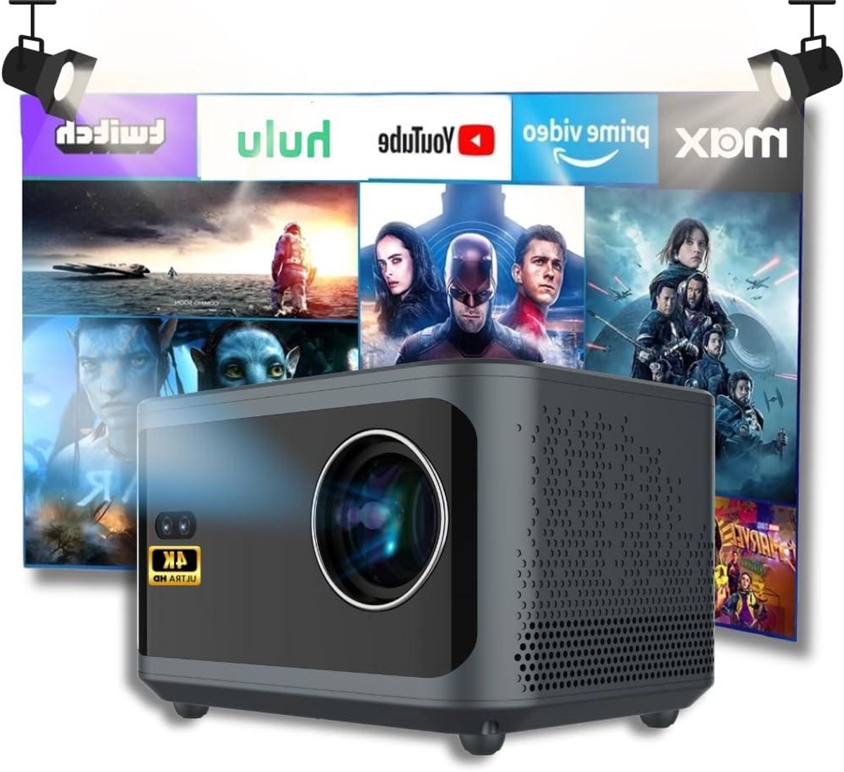 4K Beamer - Home Cinema - Films Kijken - Android TV Ingebouwd - 16 x 13 x 20 cm - Zwart
