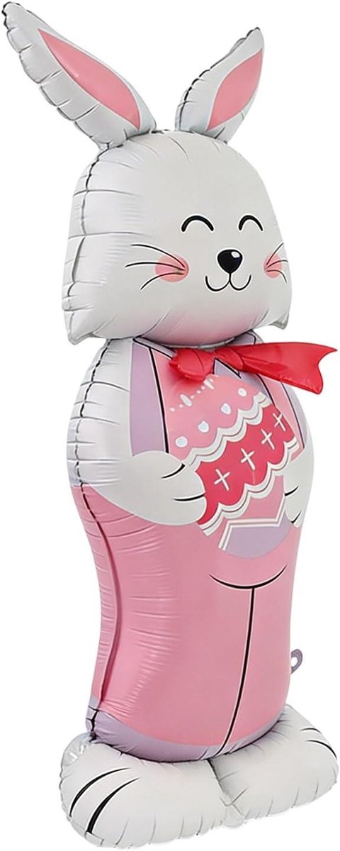 Paashaas Ballon - Folie Figuur - Lente Decoratie - Gigantisch Opblaasbaar - 150x55cm - Roze