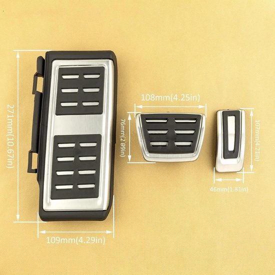 Pedaal Covers - Auto Interieur - Verbeter Rijervaring - Antislip Oppervlak - 3 Stuks - Zilver — afbeelding 4