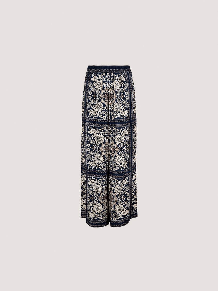 Scarf Print Flare Trousers