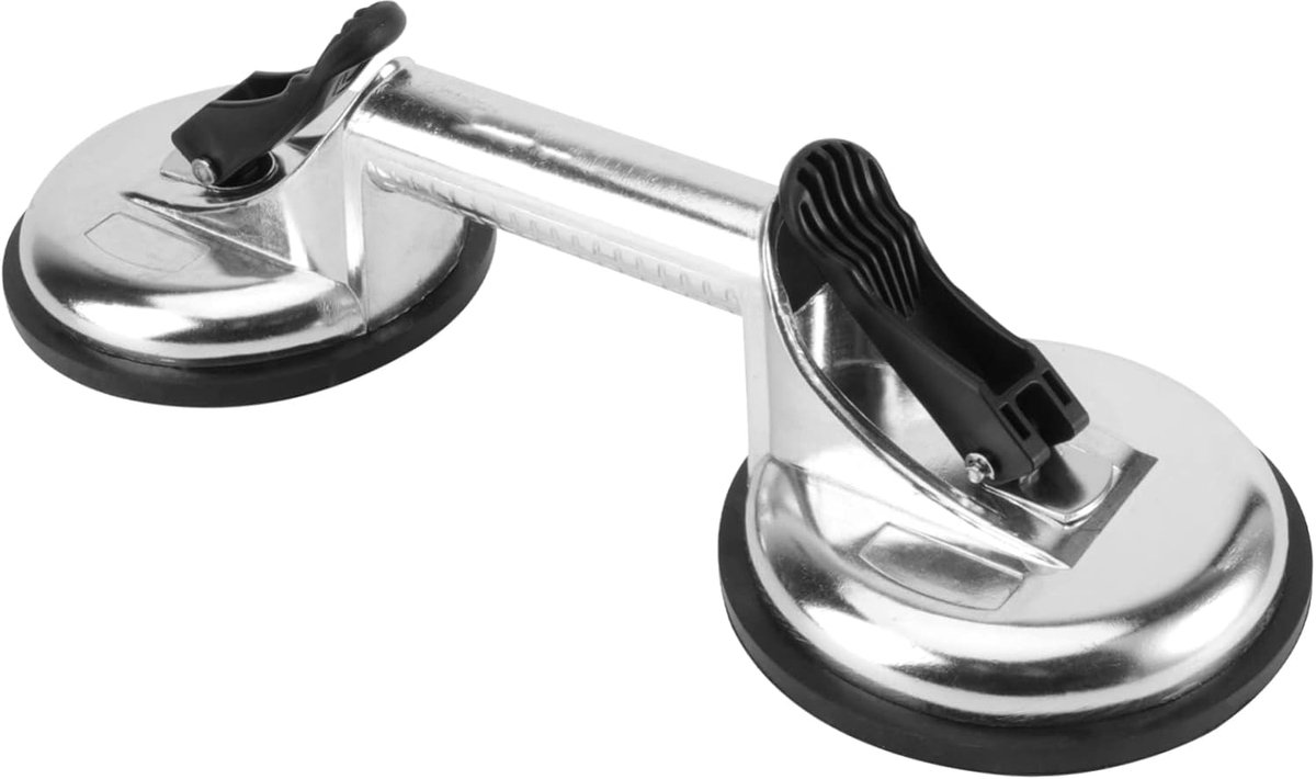 Zuignap Glaslifter - Tegelzuignap Verplaatser - Zwaar Materiaal Verplaatsen - Dubbele Zuignappen - 32.4x10cm - Zilver