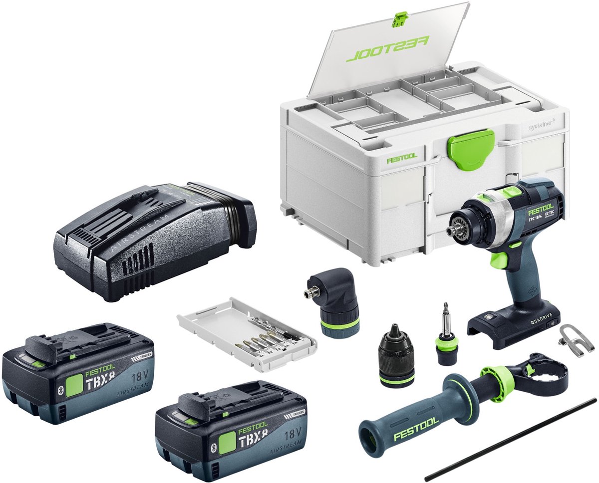 Festool TPC 18/4-Basic-Set accu-slagboormachine 18 V 75 Nm borstelloos + 2x accu 8,0 Ah + snellader + Systainer