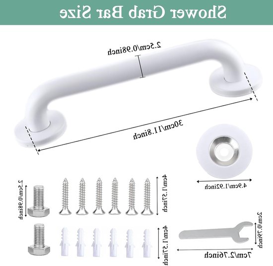 Stainless Steel Douchehandgreep, Antislip Balanssteun voor Ouderen, Kinderen en Gehandicapten, 30cm, Veiligheidsbeugel voor Badkamer en Douche — afbeelding 5