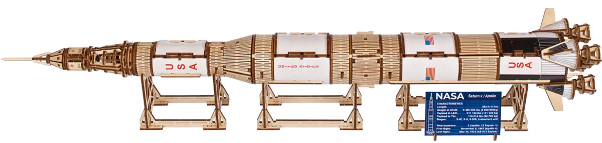 UGEARS 3D Modelbouw - Nasa Saturn V - Mechanisch Bouwpakket Hout - Educatief Speelgoed — afbeelding 16