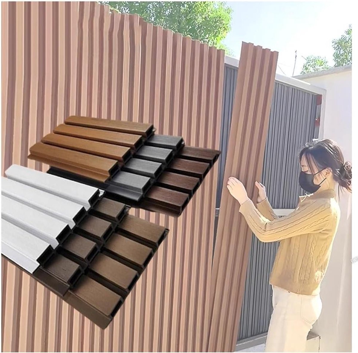 Omheiningspaneel Tuin - Composiet Scherm - Privacy Vergroten - Duurzaam Materiaal - 22 x 100 cm - Wit