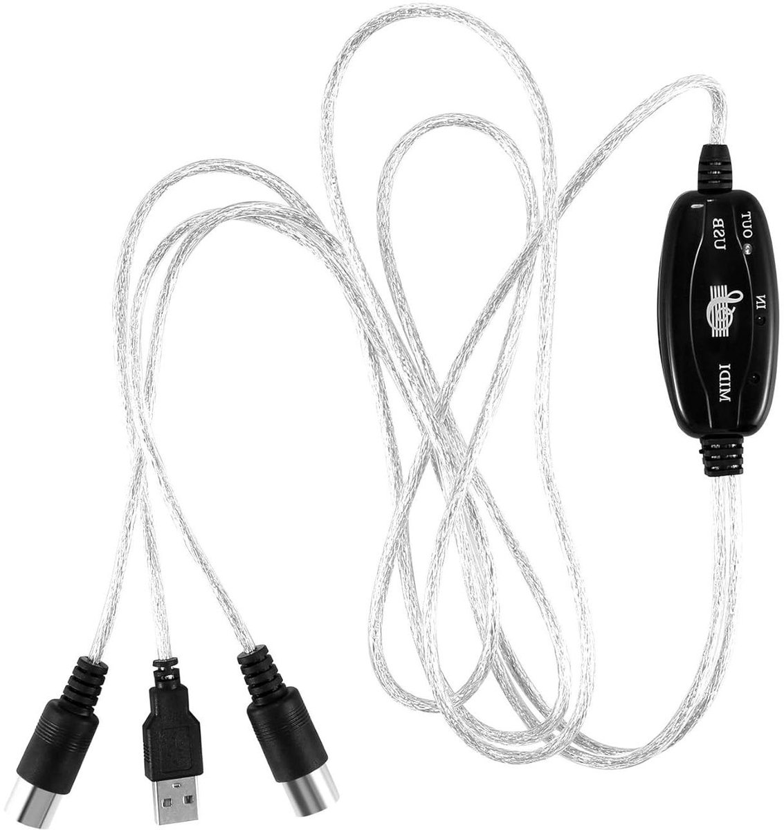 MIDI Kabel Converter - PC Muziek Adapter - Muziek Maken - USB Bus Powered - 2 Meter - Zwart