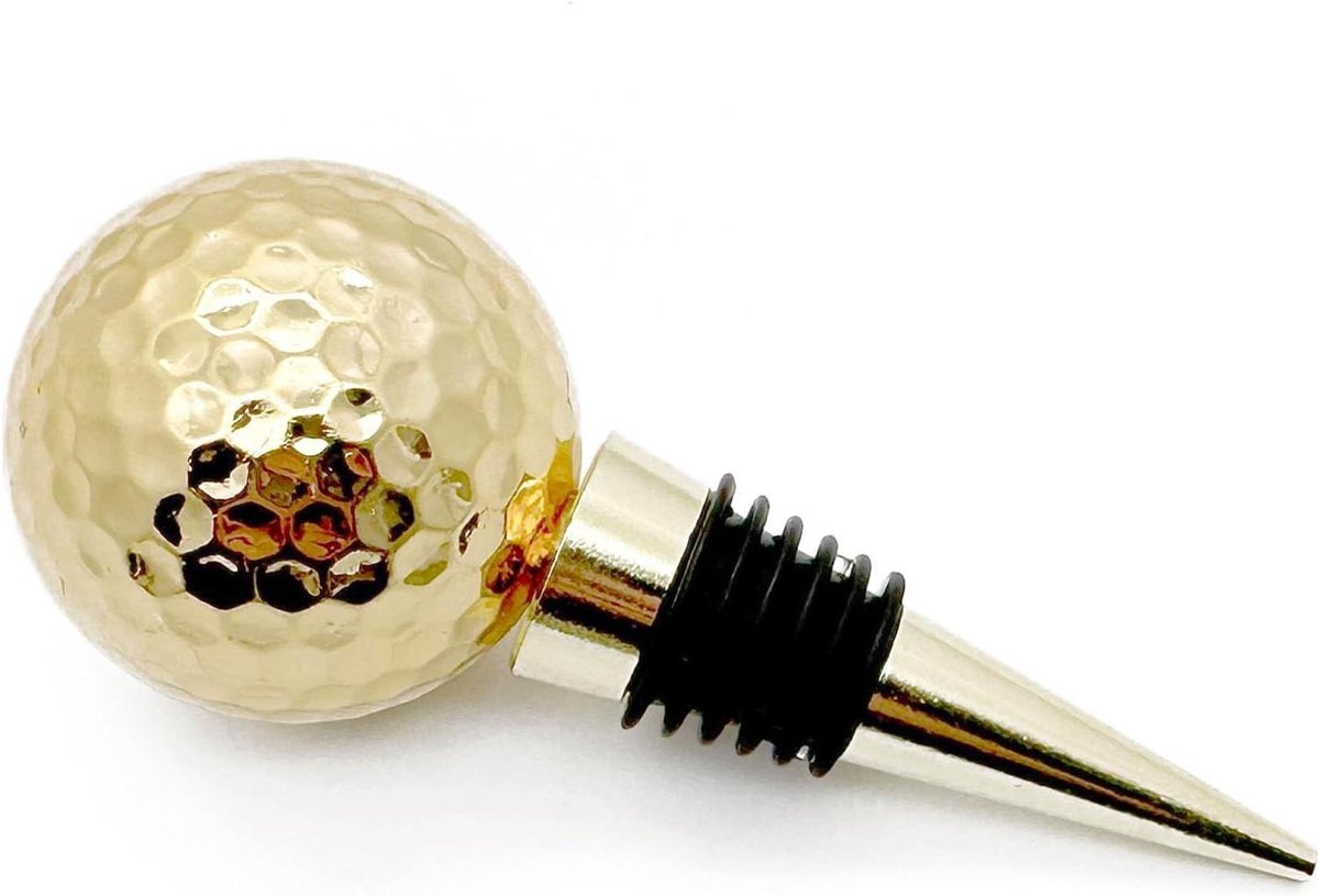goud/Siver/Rose Gold/Zwart/Witte kleur Real Novelty Golf Ball rode wijn fles stop, wijn top decoratie, ideaal cadeau voor wijn golf liefhebber (Goud)