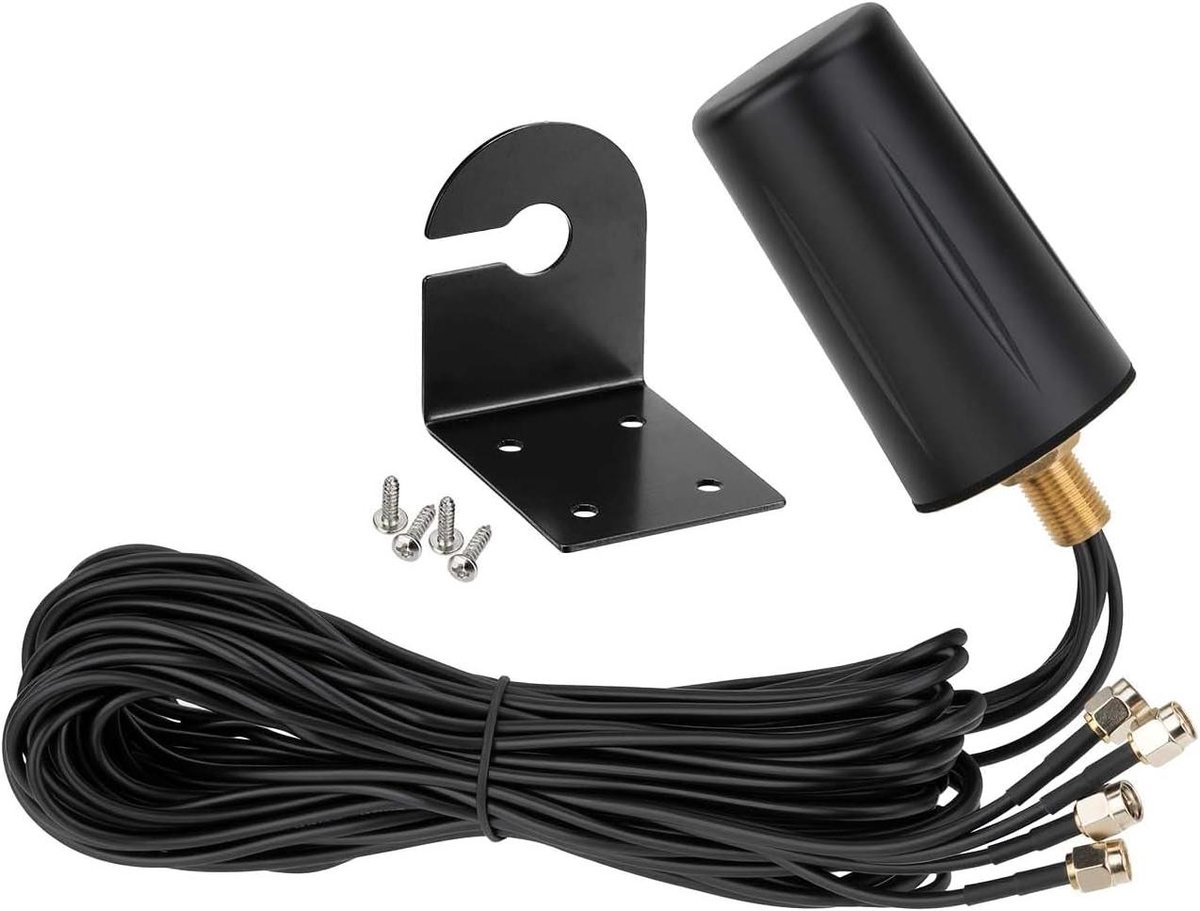 Omni-directionele Antenne - 4G 5G Versterker - Stabiele Internetverbinding - Vier SMA Connectoren - 3 Meter Kabel - Zwart