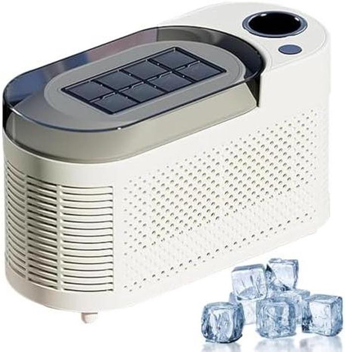 Mini IJsblokjesmaker - Snelle IJsblokjes - Drankjes Koelen - 8 Blokjes Snel - 0.5L Reservoir - Zilver