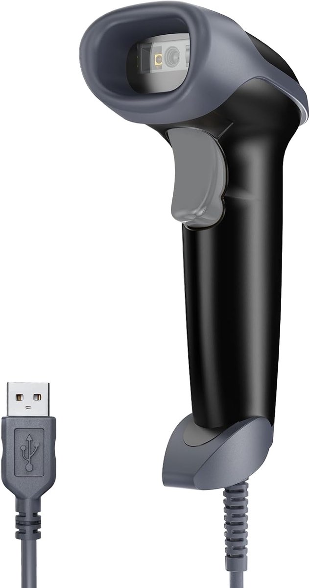 Bedrade USB Scanner - Handscanner QR Codes - Snelle Gegevensinvoer - Schermscan Functie - 18.5 cm Lengte - Grijs