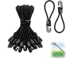 longziming -Elastische Spanband - Rubberen Spanriem - Camping Accessoire - Veilige Bevestiging Zonder Krassen - Weerbestendige Fixatie - Latexrubber En Kunststof - Duurzaam En Herbruikbaar - Ideaal Voor Tenten En Boten - 25 Stuks