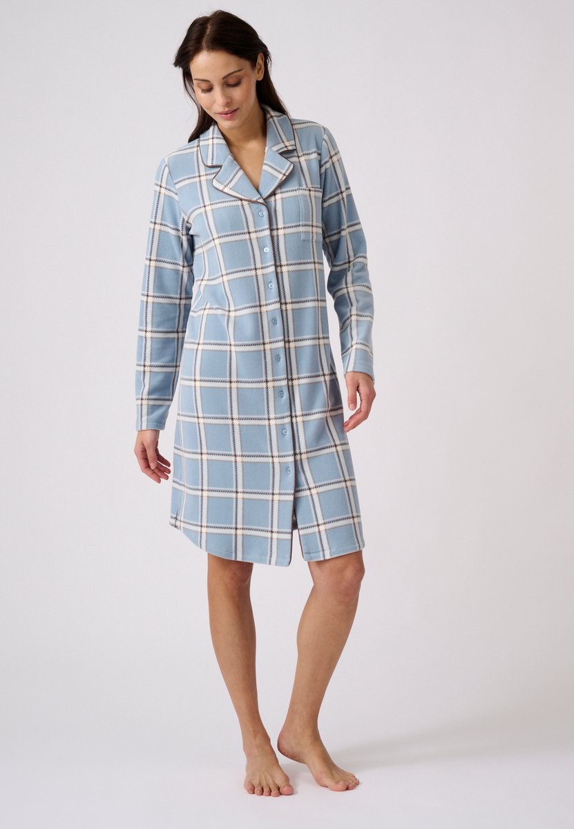 Damart - Lang nachthemd fleece Thermolactyl - Dames - Blauw - 50-52 (XL)