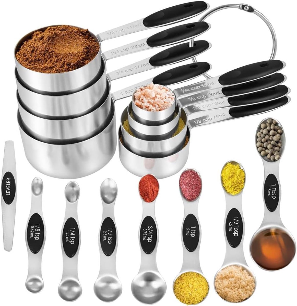 16-delige meetset keuken - antislip - stapelbaar - nauwkeurig