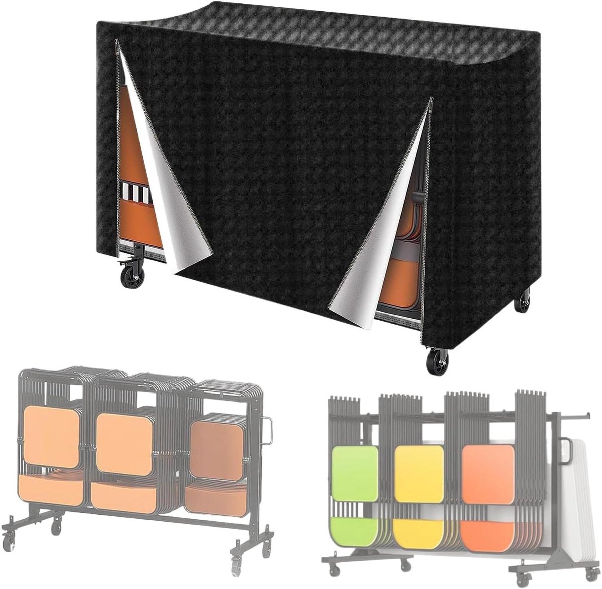 Hoes Vouwstoelrek - Beschermhoes Opbergrek - Terras Tuin - Waterdicht Winddicht - 186 x 89 x 107 cm - Zwart