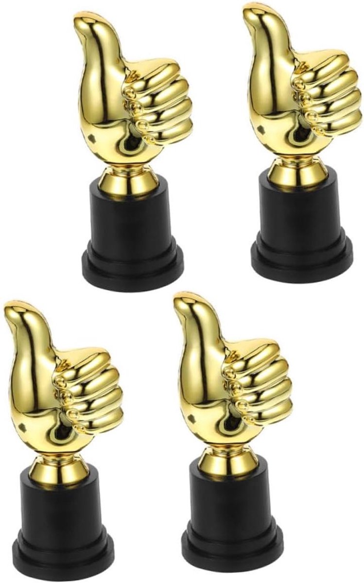 Duim Omhoog Trofee - Gouden Bekers - Prijsuitreikingen Vieren - Creatief Ontwerp - 4 Stuks - Goud