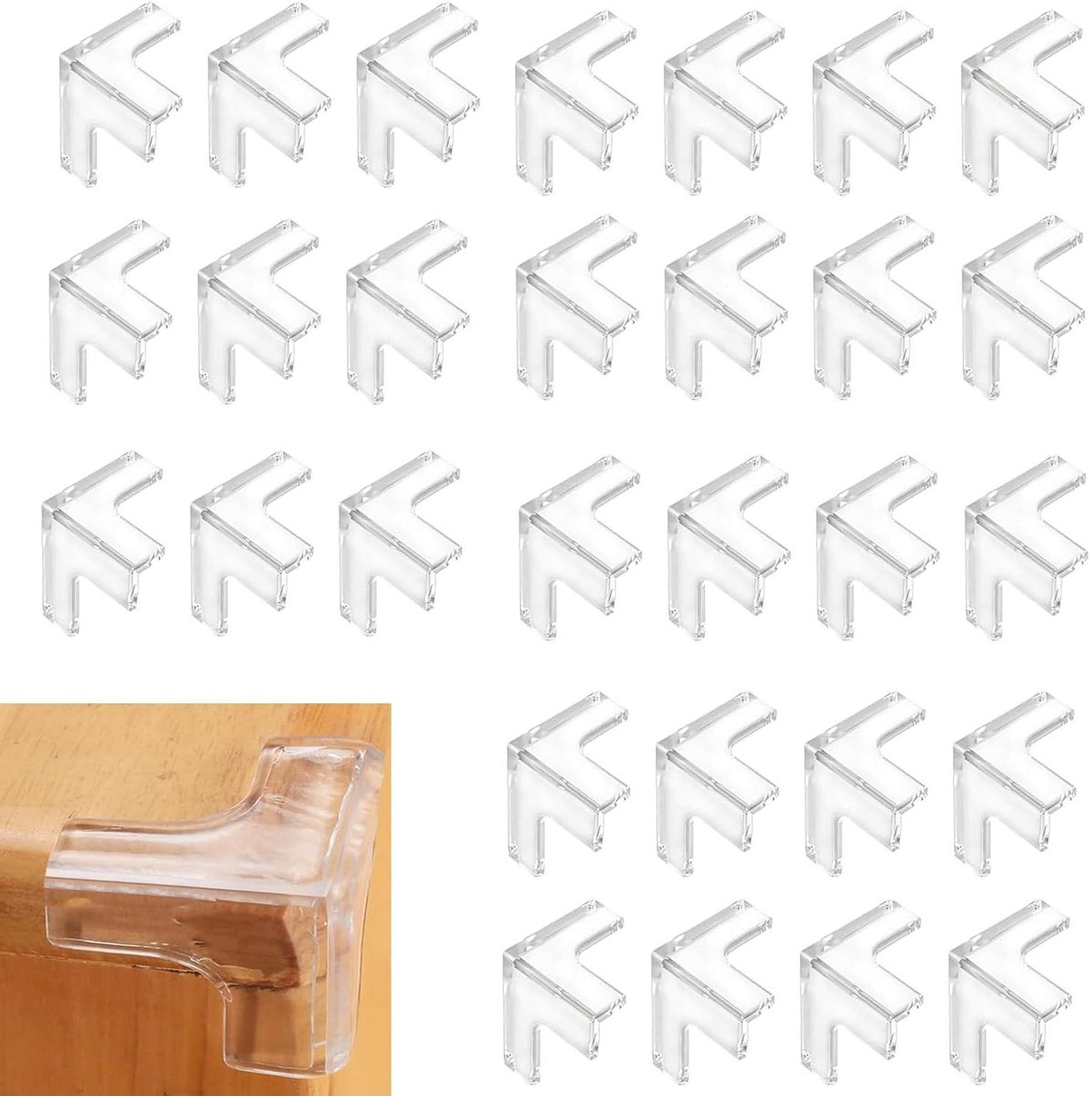 Randbescherming Kinderen - Hoekbeschermers - Veiligheid Thuis - 3-zijdig T-design - 30 stuks 4cm - Transparant
