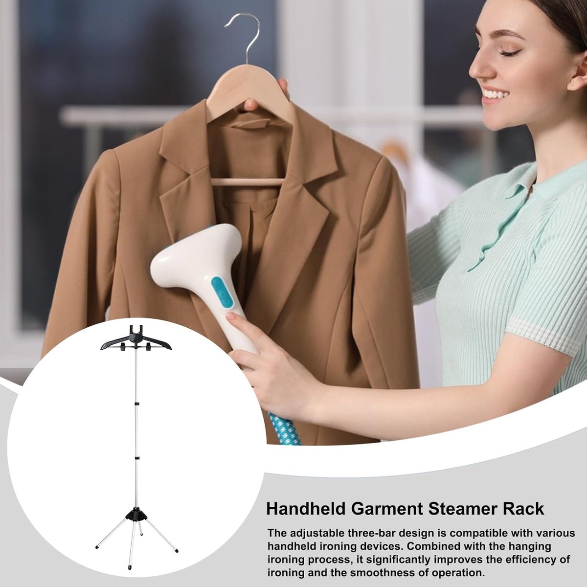 Stoomrek Kleding - Wasrek Houder - Gelijkmatig Stomen - Ruimtebesparend Opvouwbaar - 160 cm Verstelbaar - Zwart