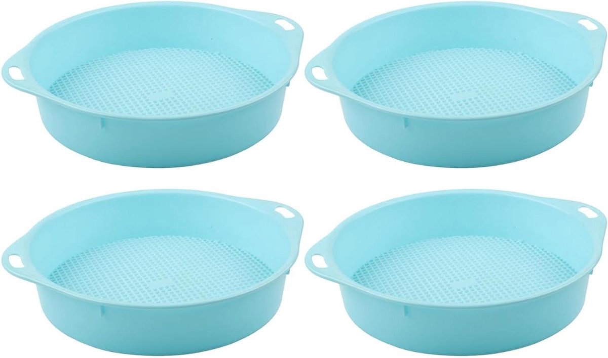 Grondzeef Set - Compost Zeef - Tuinieren Bodem - 3mm Fijne Gaas - 4 Stuks - Blauw