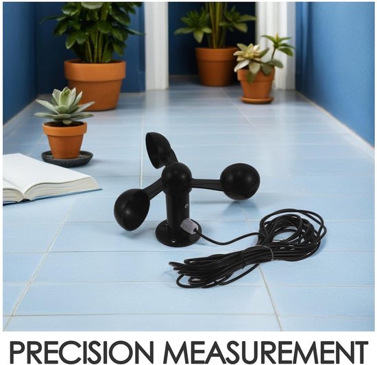 Windsnelheidsmeter - Windmeter - Meteorologische meting - 360 graden meting - 10 meter kabel - Zwart — afbeelding 3