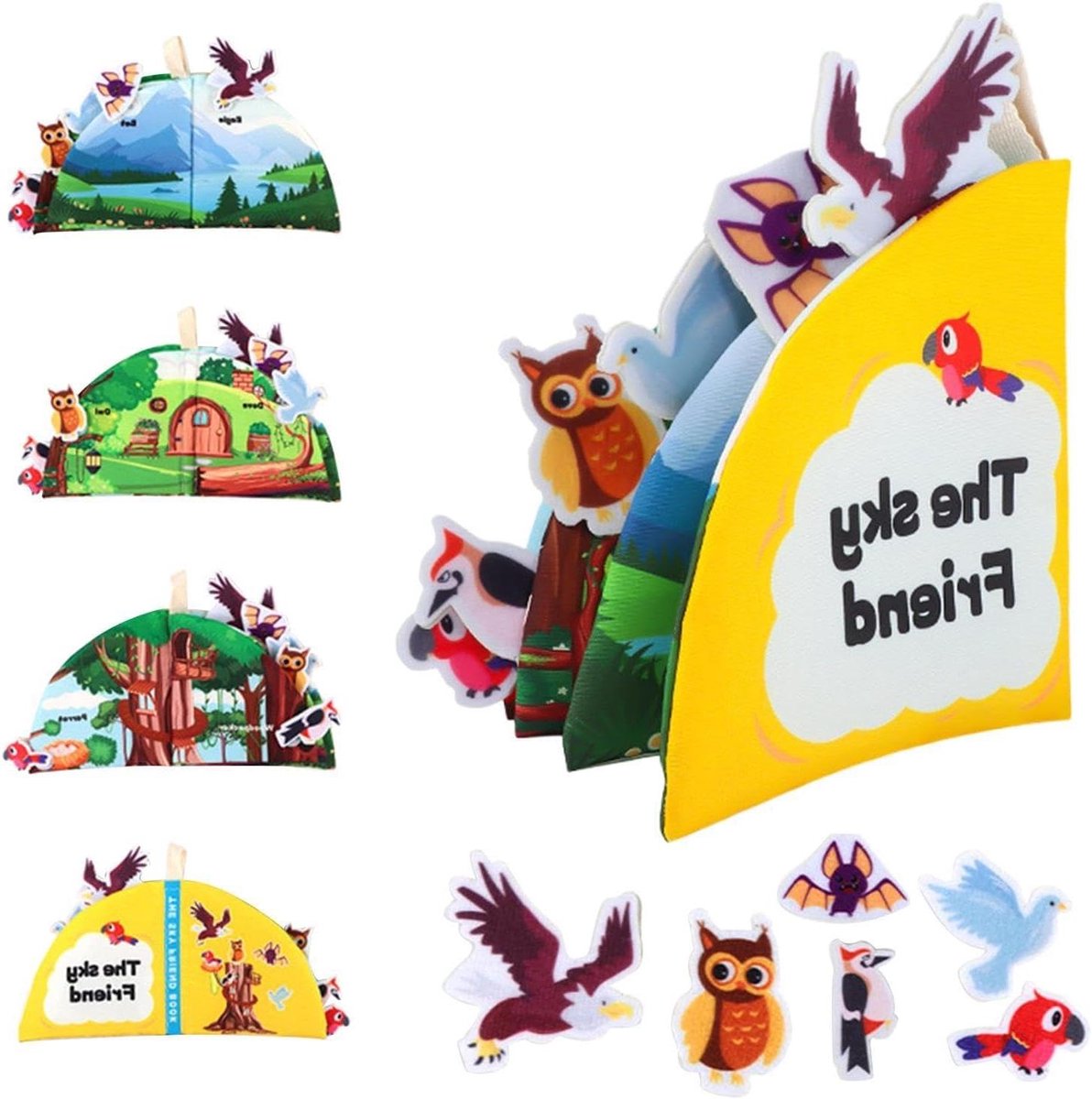 Activiteitenboek Peuters - Sensorisch Stoffen Boek - Fijne Motoriek Trainen - Machine Wasbaar - 15 x 15 cm - A