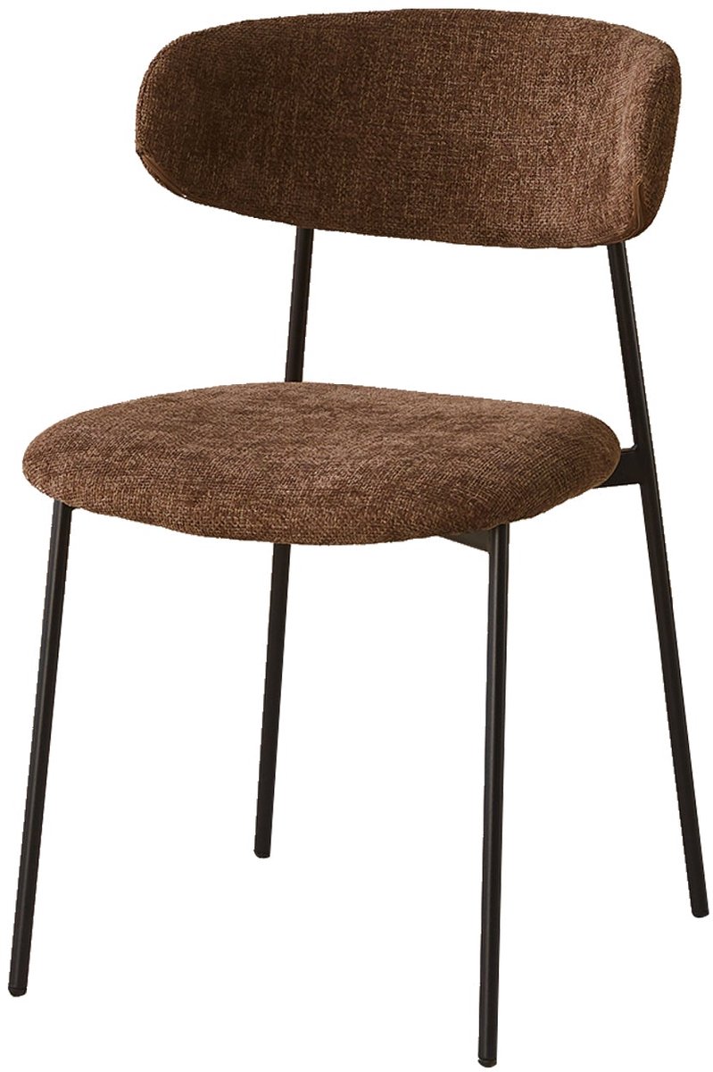 SET DEAL 6 stuks: Eetkamerstoel Japandi Hidde bruin zwarte poten japanse stijl eetstoel zetel