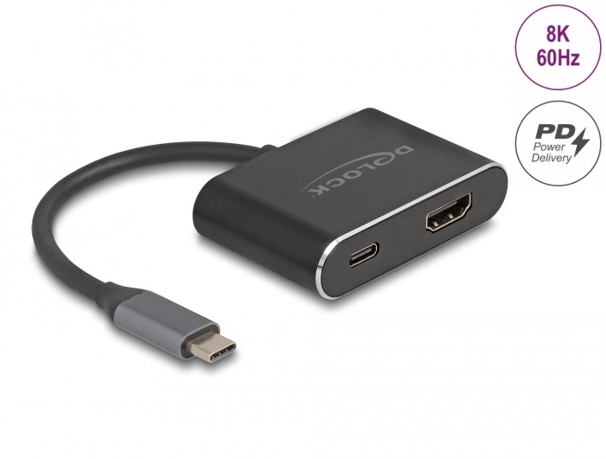 USB Type-C-adapter naar HDMI (DP ALT-modus) 8K met HDR en Power Delivery 100 W