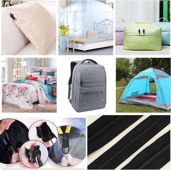 Rits reparatie set - Schuifregelaar vervanging - Bagage herstellen - Zonder naaien - 6 stuks - Zwart — afbeelding 3