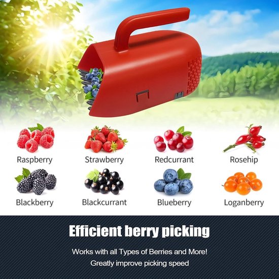 Bessenplukker - Fruitkam Hark - Efficiënt Oogsten - Polsontlasting Handvat - 22.8 x 14 cm - Rood — afbeelding 3