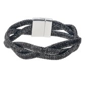 Melady Armband Dames Ø 6-7 cm Zwart Ijzer, Textiel Rond Armbandjes Sieraden Dames