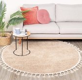 Rond hoogpolig vloerkleed - Lofty Fringe Beige Ø 150cm