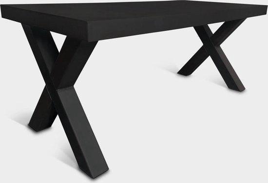 Betonlook Eettafel | Black Steel | 220x100cm | Stalen X-poten | Beton tafel | Betonlook Fabriek