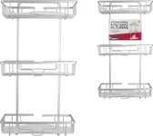 Roestvrij Aluminium Doucherek 3 Laags 32x15x65cm – Hangend Badkamer Rekje – Douchemandje – Geschikt voor Muur/Wand Bevestiging – Inc. Bevestigingsmateriaal
