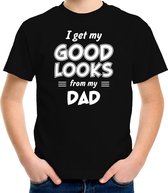 I get my good looks from my dad cadeau t-shirt zwart voor kinderen - unisex - jongens / meisjes XL (158-164)