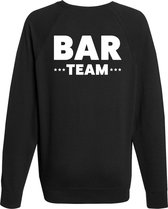 Bar team sweater / trui zwart voor heren - barmedewerker / bar personeel - horeca - bedrukking aan achterkant - barmedewerkers trui L