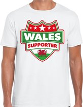 Wales supporter schild t-shirt wit voor heren - Wales landen t-shirt / kleding - EK / WK / Olympische spelen outfit 2XL