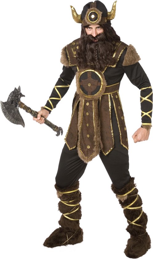 PALAMON - Déguisement Viking marron, noir et or avec casque pour homme -  Déguisements... | bol.com