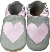 Hobea Chaussons de bébé gris avec coeur rose (Loop)