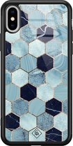 iPhone XS Max hoesje glass - Blue cubes | Apple iPhone Xs Max case | Hardcase backcover zwart
