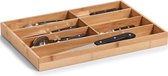 2x Bruine bestekbakken inzetbakken bamboe 44 x 30,5 cm - Zeller - Keukenbenodigdheden - Keukenlade/besteklade inzetbakken - Bestekbakken van hout