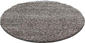 Hoogpolig vloerkleed Life - taupe - rond - O 80 cm