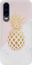 ADEL Siliconen Back Cover Softcase Hoesje Geschikt voor Huawei P30 - Ananas Roze Goud