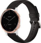 Leer Smartwatch bandje - Geschikt voor  Garmin Vivomove 3s leren bandje - 39mm - zwart - Horlogeband / Polsband / Armband