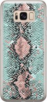 Samsung S8 hoesje siliconen - Slangenprint pastel mint | Samsung Galaxy S8 case | mint | TPU backcover transparant