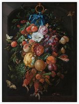 Festoen van vruchten en bloemen, Jan Davidsz. de Heem - Foto op Akoestisch paneel - 120 x 160 cm