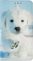 ADEL Kunstleren Book Case Portemonnee Pasjes Hoesje Geschikt voor Samsung Galaxy A6 (2018) - Honden Wit