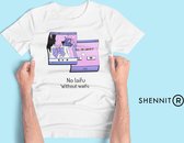Anime E-girl Waifu Cosplay Otaku Weeb Japan T-Shirt | No Laifu Without Waifu Valentijnscadeau Wife | Internet meme | Grappig | Cadeau voor nerd en geek gamer | Unisex Maat L Wit